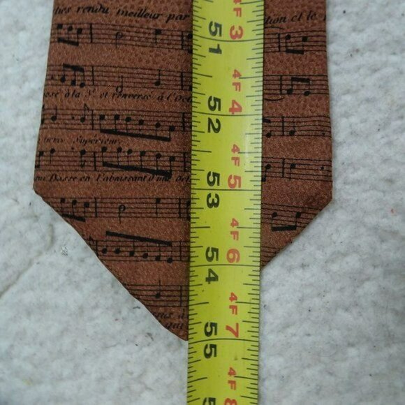 Vicky Davis New York Brown Musical Notes Necktie 55"x3.5" - Picture 3 of 4